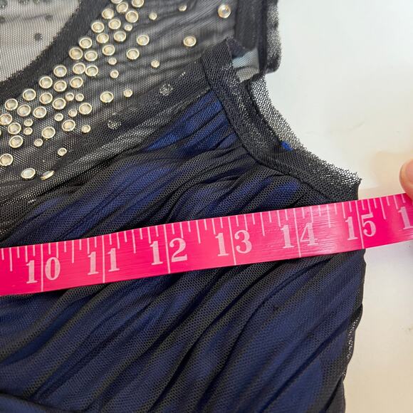 BCBG Maxazria Camira Dress Sz XS Black Blue NEW Bandage BodyCon Mini Embellished - Picture 11 of 13